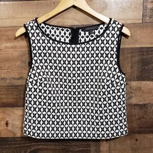 Banana Republic geometric pattern box fit crop zip back tank top womans sz small